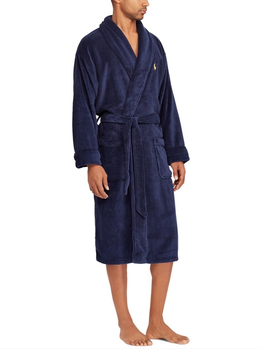 Polo Ralph Lauren Men's Plush Robe - Cruise Navy - Picture 2 of 9
